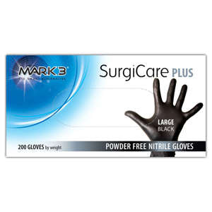 SurgiCare Plus Nitrile Exam Gloves Black 200/bx- MARK3