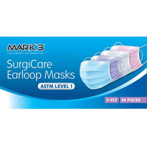 Mark3-SurgiCare Ear loop Masks ASTM Level1 / 3-Ply (Pack of 50)
