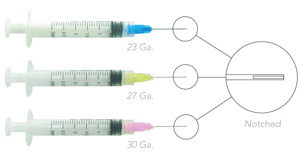 Endo Irrigation Combo Kit: 3 CC Luer-Lock Syringes & 1" Bendable Monoject (Notched) Needle Tips