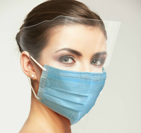 Level 3 EarLoop Mask Blue with Anti-Fog 1/2 Face Shield 25/bx