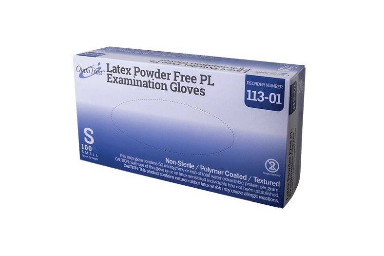 OmniTrust #113 Series Latex Powder Free PL Examination Glove/ Blue 100/bx