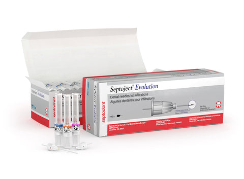 Septoject® Evolution Sterile single use dental needle (dental anesthetics by infiltration or intraligamentary injections)